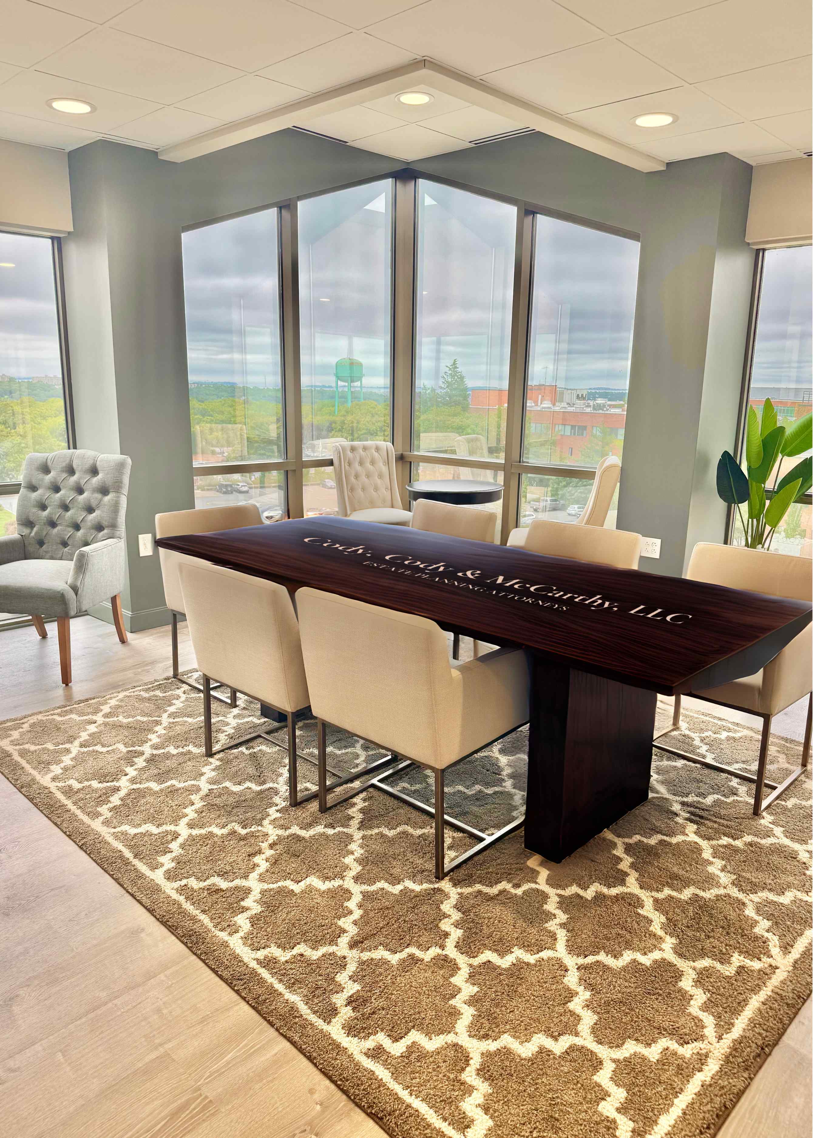 CCM conference table with logo